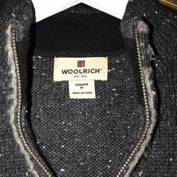 Woolrich Onyx Heather Lambs Wool 1/4 Zip Pullover Sweater Medium - Picture 9 of 10